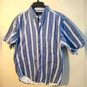 Vintage Santana Light Blue, Navy and hints of Purple Casual Button Down Shirt